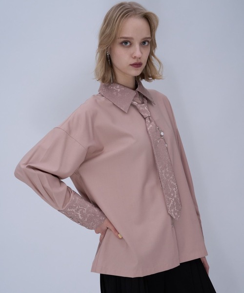 HARE(ハレ)の「パーツツキネクタイシャツ(HARE)(シャツ/ブラウス・レディース・ホワイト/ブラック/ブルー/グレー系その他/ドット/ピンク/グリーン・FREE)」の6枚目の写真