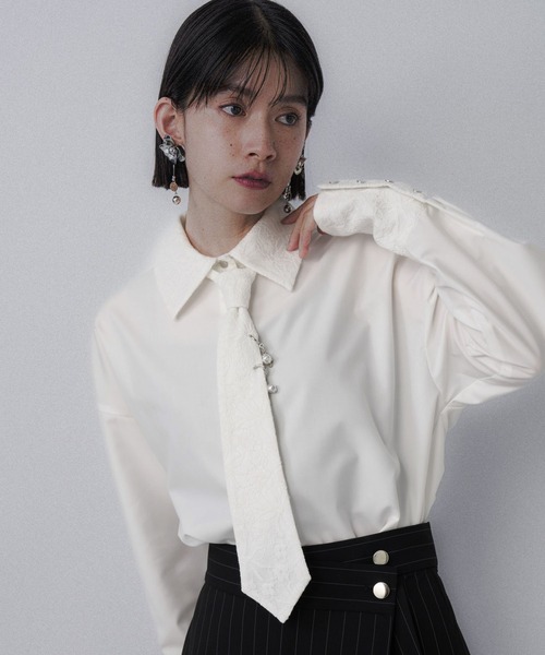 HARE(ハレ)の「パーツツキネクタイシャツ(HARE)(シャツ/ブラウス・レディース・ホワイト/ブラック/ブルー/グレー系その他/ドット/ピンク/グリーン・FREE)」の22枚目の写真