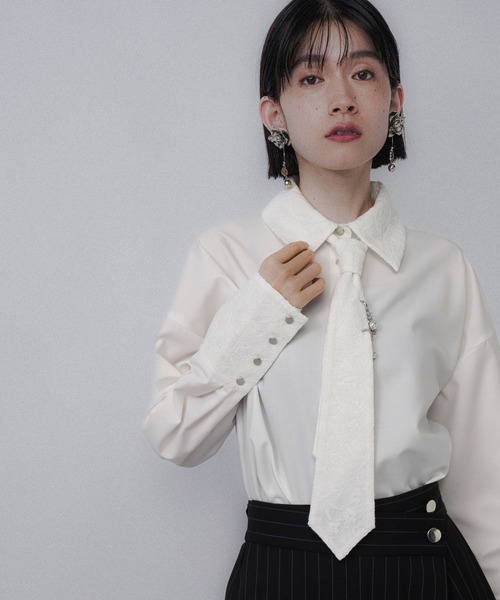 HARE(ハレ)の「パーツツキネクタイシャツ(HARE)(シャツ/ブラウス・レディース・ホワイト/ブラック/ブルー/グレー系その他/ドット/ピンク/グリーン・FREE)」の21枚目の写真