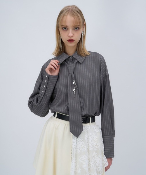 今期新品タグ付！ハレ★パーツ付ネクタイシャツ★hare 定価以下 パーツツキネクタイシャツ(HARE)（シャツ/ブラウス）｜HARE（ハレ）の