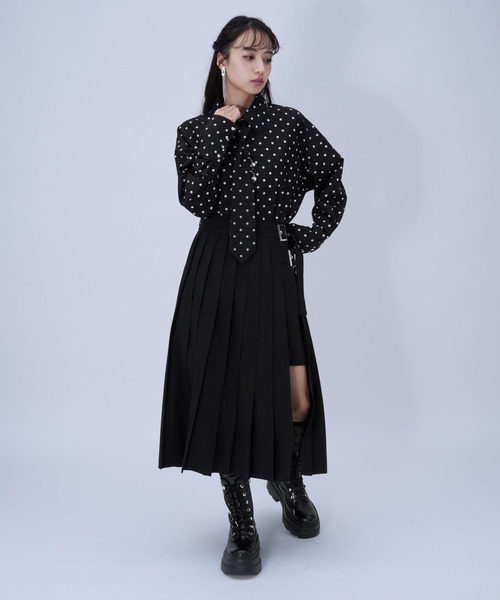 HARE(ハレ)の「パーツツキネクタイシャツ(HARE)(シャツ/ブラウス・レディース・ホワイト/ブラック/ブルー/グレー系その他/ドット/ピンク/グリーン・FREE)」の8枚目の写真