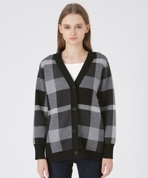 ブルーレーベルクレストブリッジ　ロングコート　カーディガン　ベルト　ノバチェック クレストブリッジチェックリバーシブルダンボールコーディガン