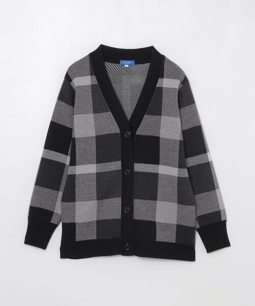 クレストブリッジチェックウーリージャカードカーディガン クレストブリッジチェックウーリージャカードカーディガン