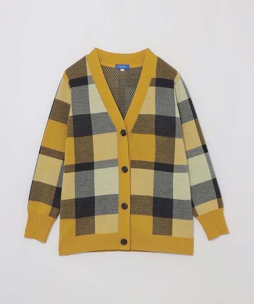クレストブリッジチェックウーリージャカードカーディガン