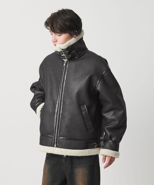 MONKEY TIME（モンキータイム）の「ムートンライク B-3 ジャケット（ブルゾン・メンズ・ダークグレー/ブラック・S/M/L/XL）」の21枚目の写真