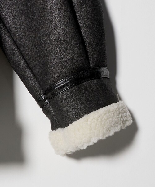 MONKEY TIME（モンキータイム）の「ムートンライク B-3 ジャケット（ブルゾン・メンズ・ダークグレー/ブラック・S/M/L/XL）」の4枚目の写真