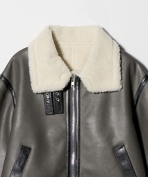 MONKEY TIME（モンキータイム）の「ムートンライク B-3 ジャケット（ブルゾン・メンズ・ダークグレー/ブラック・S/M/L/XL）」の11枚目の写真