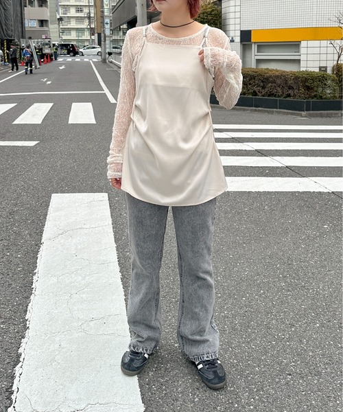 PILIT(ピリット)の「サイドタック サテンキャミソール(キャミソール・レディース・チャコールグレー/アイボリー・MEDIUM)」の20枚目の写真