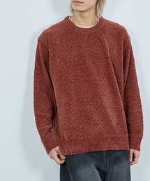 【NAVY / ネイビー】トロリカノコモールニット フェイクレイヤードプルオーバー