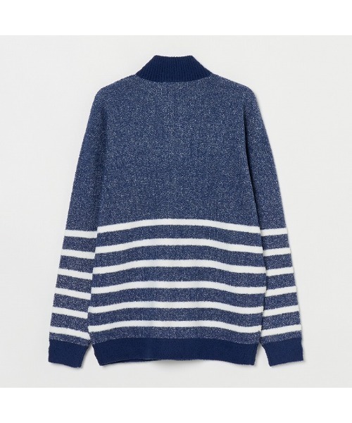 セール】【Rosasen/GOLF】モールニット ボーダー ハーフジップ