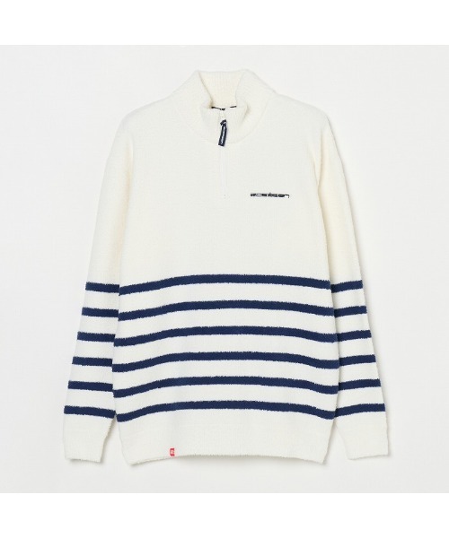 ROSASEN(ロサーセン)の「【Rosasen/GOLF】モールニット ボーダー ハーフジップハイネック(ニット/セーター・メンズ・オフホワイト/ブルー・M/L/XL)」の7枚目の写真