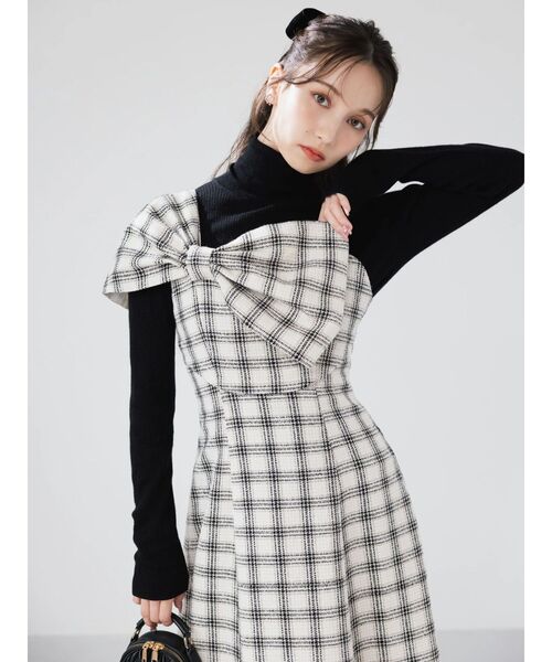 セール】ビッグリボンレイヤードワンピース（ワンピース）｜dazzlin