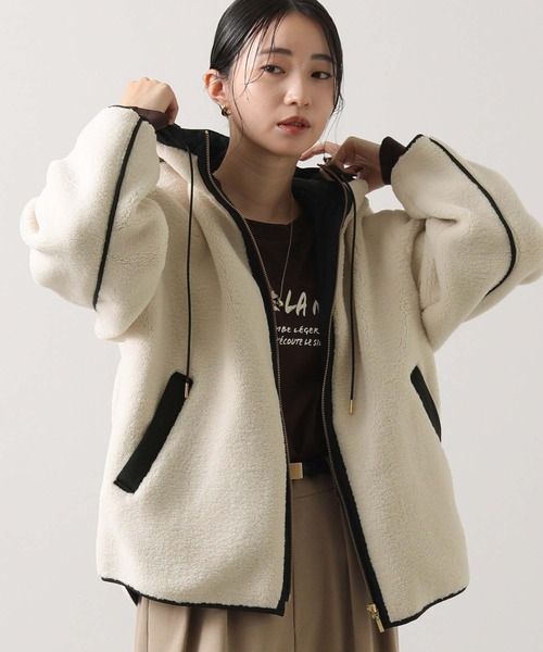 セール】ボアバイカラーフードジャケット（その他アウター