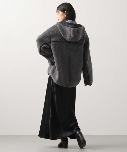 ボアバイカラーフードジャケット