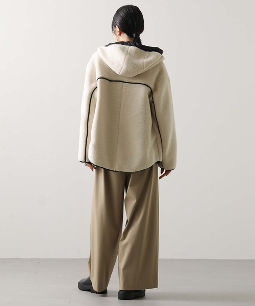 ボアバイカラーフードジャケット