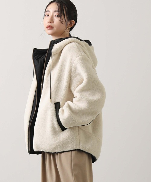 ◉週末までの限定価格！！◉ ボアバイカラーフードジャケット セール】ボアバイカラーフードジャケット（その他アウター）｜Gready