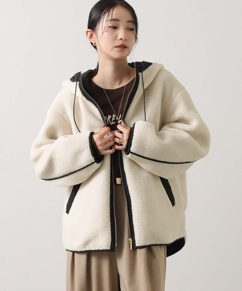 ◉週末までの限定価格！！◉ ボアバイカラーフードジャケット ボアバイカラーフードジャケット