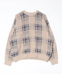 MAISON mou（メゾンムー）の「【many men many mind/メニーメンメニーマインド】チェック柄クルーネックニット（ニット/セーター）」