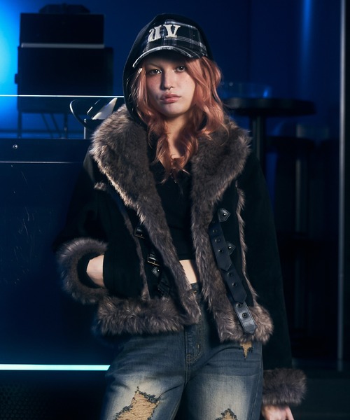 ACLENT アクレント ファーブルゾン ポイントレザーニュアンスファーブルゾン｜ACLENT（アクレント）