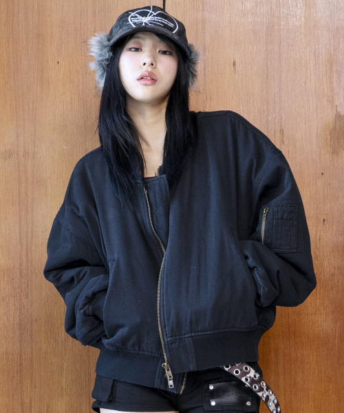 GLACK(グラック)の「GJ068 レトロ MA-1 ボンバージャケット (ブラック)(ブルゾン・レディース・その他・MEDIUM/LARGE)」の5枚目の写真