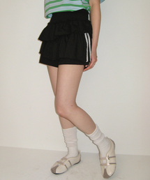 IRREGULAR RUFFLE PANTSKIRT BLACK