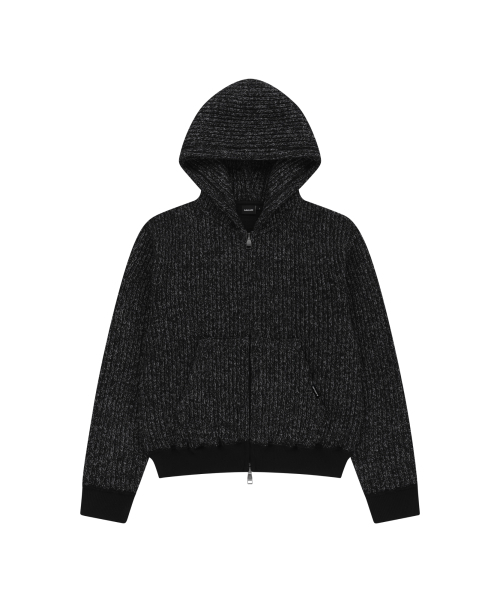Bokashi Knit Zip-Up Hoodie (Black)（パーカー）｜AAKAM（アーカム
