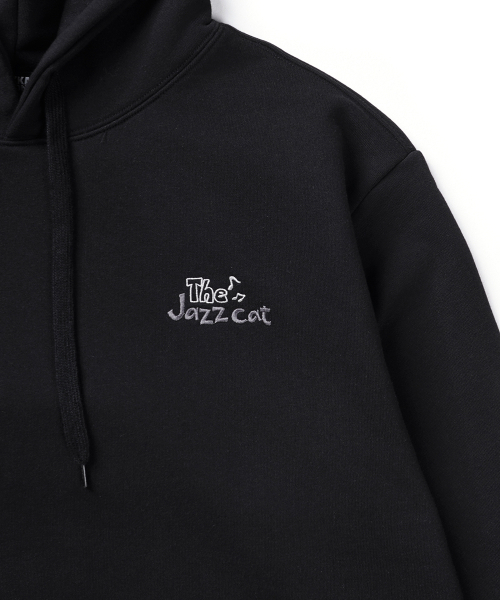 GAKKAI UNIONS(ガッカイユニオンズ)の「ジャズキャットムードフードティー ブラック(パーカー・レディース・その他・X-LARGE/SMALL/MEDIUM/LARGE)」の5枚目の写真