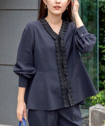 NOLLEY'S（ノーリーズ）の「《セットアップ対応》ウォッシャブル衿プリーツペプラムブラウス（シャツ/ブラウス）」