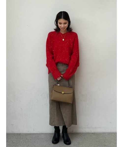 セール】スパンコールVネックシャギーニット（ニット/セーター）｜Mila