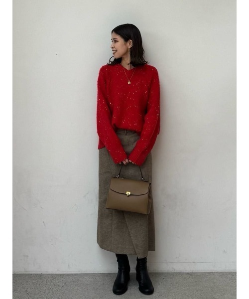 セール】スパンコールVネックシャギーニット（ニット/セーター）｜Mila