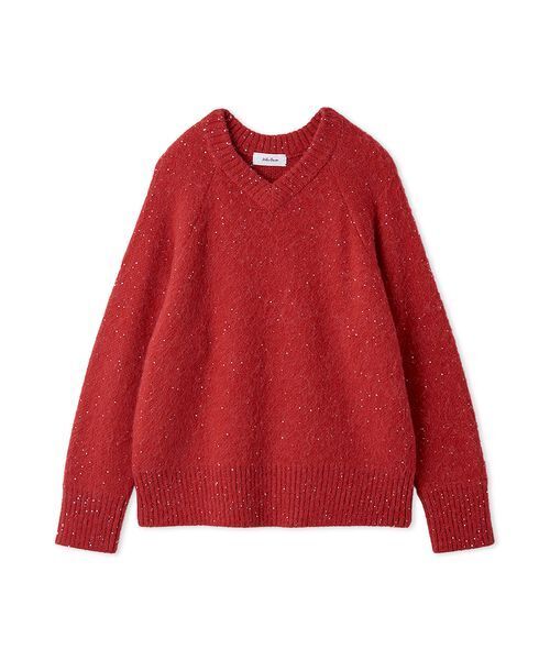 新作milaowen スパンコールVネックシャギーニット セール】スパンコールVネックシャギーニット（ニット/セーター）｜Mila