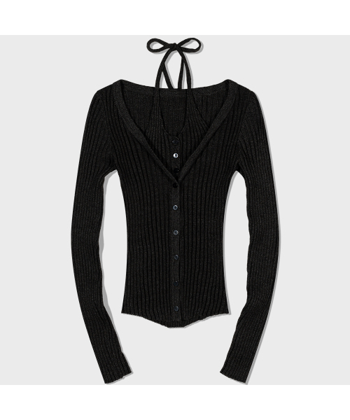 MOAA（モア）の「Rib Button-Up Cardigan (CHARCOAL)（カーディガン/ボレロ・レディース・その他・SMALL/MEDIUM）」の2枚目の写真