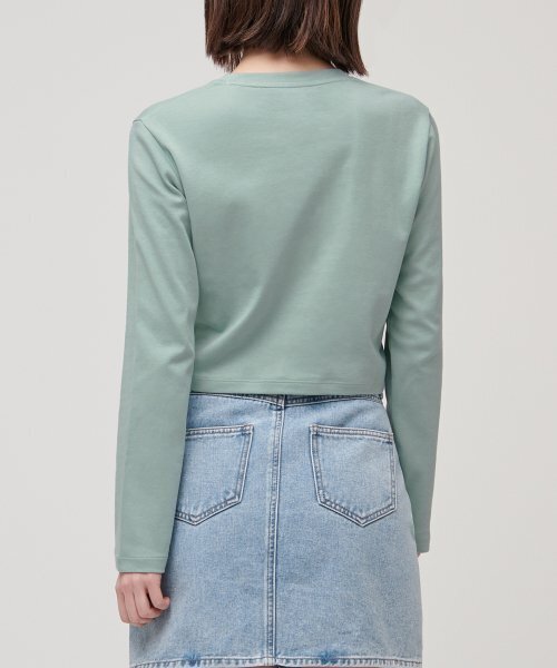 MUSINSA STANDARD WOMAN（ムシンサスタンダードウーマン）の「ウィメンズクルーネッククロップ長袖Tシャツ[ダスティミント]（Tシャツ/カットソー・レディース・その他・SMALL/MEDIUM/LARGE/X-SMALL）」の2枚目の写真