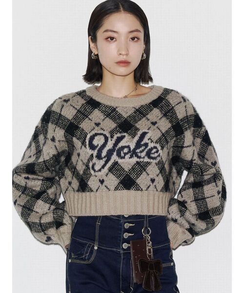 EMODA（エモダ）の「チェックロゴオーバーニット（ニット/セーター・レディース・アイボリー/グレー/ベージュ・SMALL/MEDIUM）」の22枚目の写真