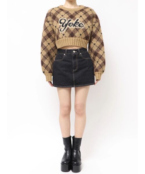 EMODA(エモダ)の「チェックロゴオーバーニット(ニット/セーター・レディース・アイボリー/グレー/ベージュ・SMALL/MEDIUM)」の9枚目の写真