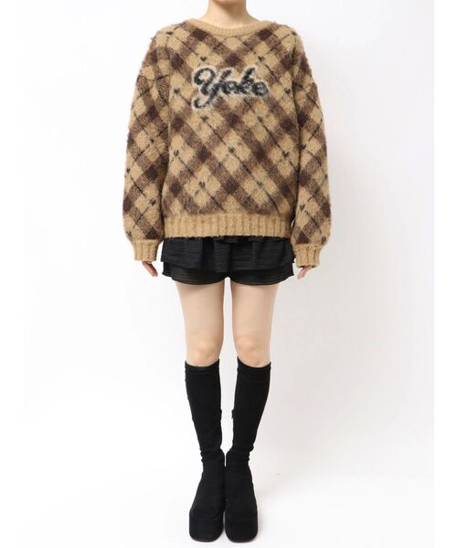 EMODA(エモダ)の「チェックロゴオーバーニット(ニット/セーター・レディース・アイボリー/グレー/ベージュ・SMALL/MEDIUM)」の10枚目の写真