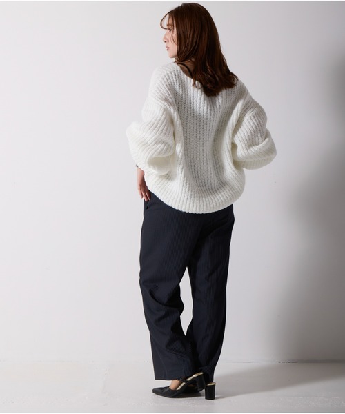 OandI（オーアンドアイ）の「ローゲージオーバーサイズニットプルオーバー（ニット/セーター・レディース・ホワイト/グレー・M/24(36)）」の19枚目の写真