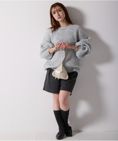 OandI（オーアンドアイ）の「ローゲージオーバーサイズニットプルオーバー（ニット/セーター・レディース・ホワイト/グレー・M/24(36)）」の21枚目の写真