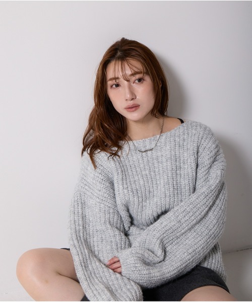 OandI（オーアンドアイ）の「ローゲージオーバーサイズニットプルオーバー（ニット/セーター・レディース・ホワイト/グレー・M/24(36)）」の9枚目の写真