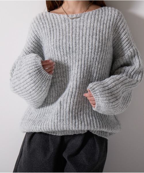 OandI（オーアンドアイ）の「ローゲージオーバーサイズニットプルオーバー（ニット/セーター・レディース・ホワイト/グレー・M/24(36)）」の10枚目の写真
