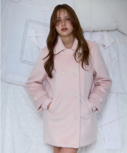 Two-button Wool Half Coat [Pink]（ダッフルコート）｜ROSEFRANTZ
