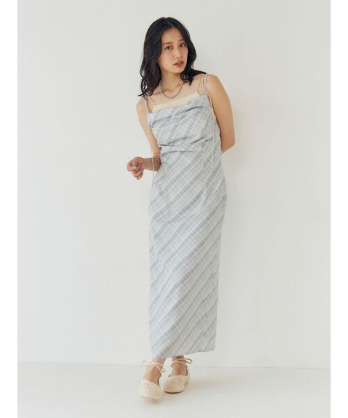 Ungrid（アングリッド）の「バックデザインチェックキャミワンピース（ワンピース・レディース・グレー/イエロー・SMALL/MEDIUM）」の8枚目の写真