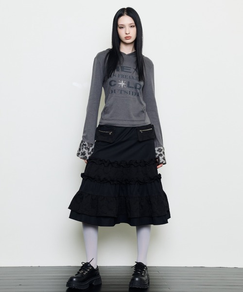 LUVISTRUE(ラヴイズトゥルー)の「EV FUR HOOD T-SHIRT(Tシャツ/カットソー・レディース・チャコール/ブラック/ホワイト・FREE)」の10枚目の写真
