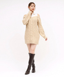 ROYAL PARTY | シャツドッキングケーブルニットミニワンピース(ワンピース)