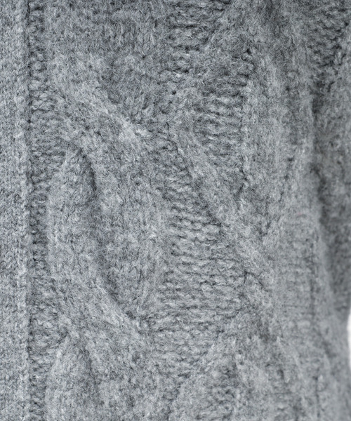 ROYAL PARTY（ロイヤルパーティー）の「シャツドッキングケーブルニットミニワンピース（ワンピース・レディース・ブラック/グレー/ベージュ・FREE）」の9枚目の写真