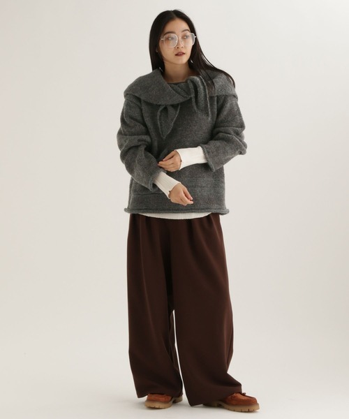 studio CLIP（スタディオクリップ）の「【daily CLIP】3ゲージコージーロービングストール（ストール/ショール・レディース・チャコール/ホワイト・FREE）」の13枚目の写真