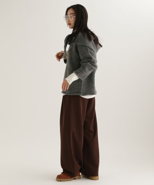 studio CLIP（スタディオクリップ）の「【daily CLIP】3ゲージコージーロービングストール（ストール/ショール・レディース・チャコール/ホワイト・FREE）」の14枚目の写真