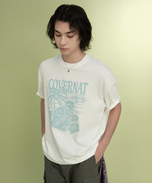 COVERNAT(カバーナット)の「クールコットンサンセットトロピカルグラフィックTシャツホワイト(Tシャツ/カットソー・レディース・その他・X-SMALL/SMALL/MEDIUM/LARGE/X-LARGE/XX-LARGE)」の4枚目の写真
