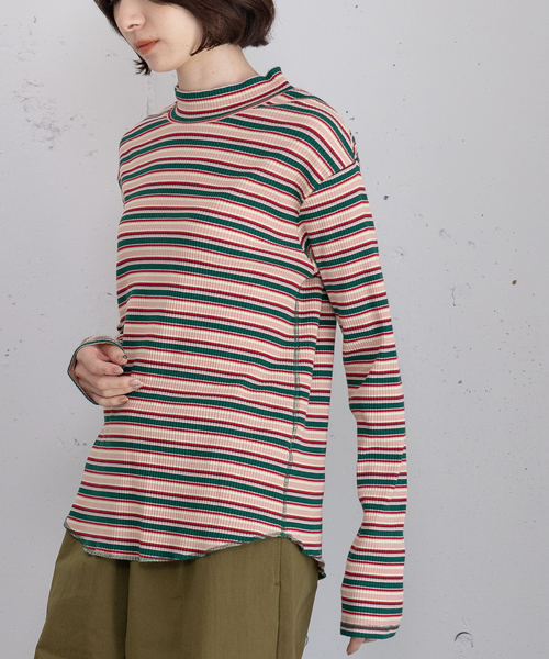 POU DOU DOU(プードゥドゥ)の「モックネックトップス(Tシャツ/カットソー・レディース・ブラック/アイボリー/ブルー/ピンク・M)」の4枚目の写真