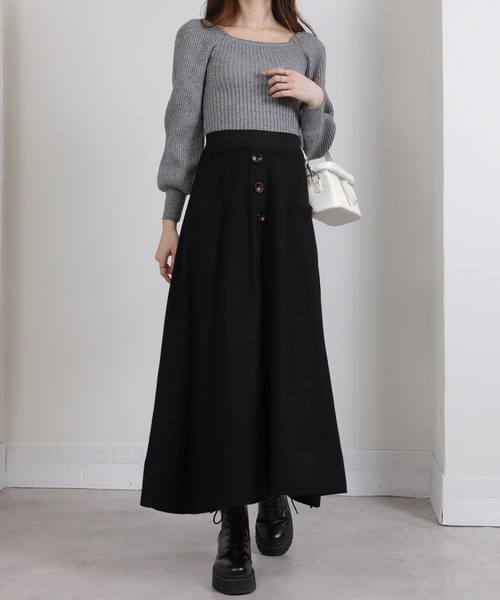 ニットフレアロングスカート（スカート）｜pumpkin port（パンプキン